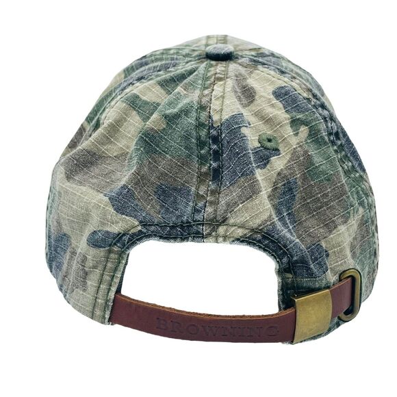 Browning Baseball Cap Camouflage Hat Adjustable Leather Strap Embroidered Logo - Picture 3 of 6